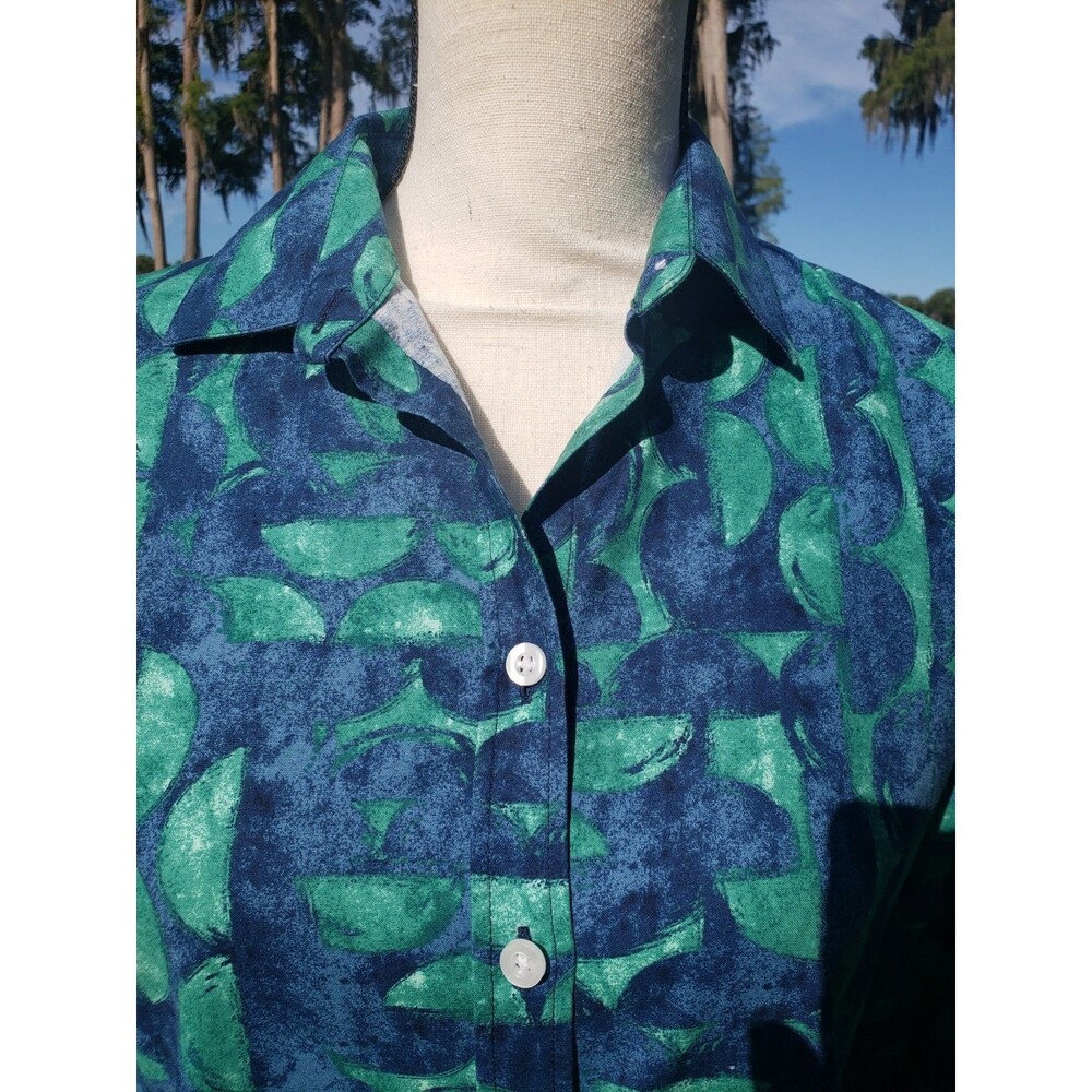 Chicos Chic Stretch Collared 3/4 Sleeve Cotton Spandex Button Blouse Sz 00 US 2 - Picture 2 of 13